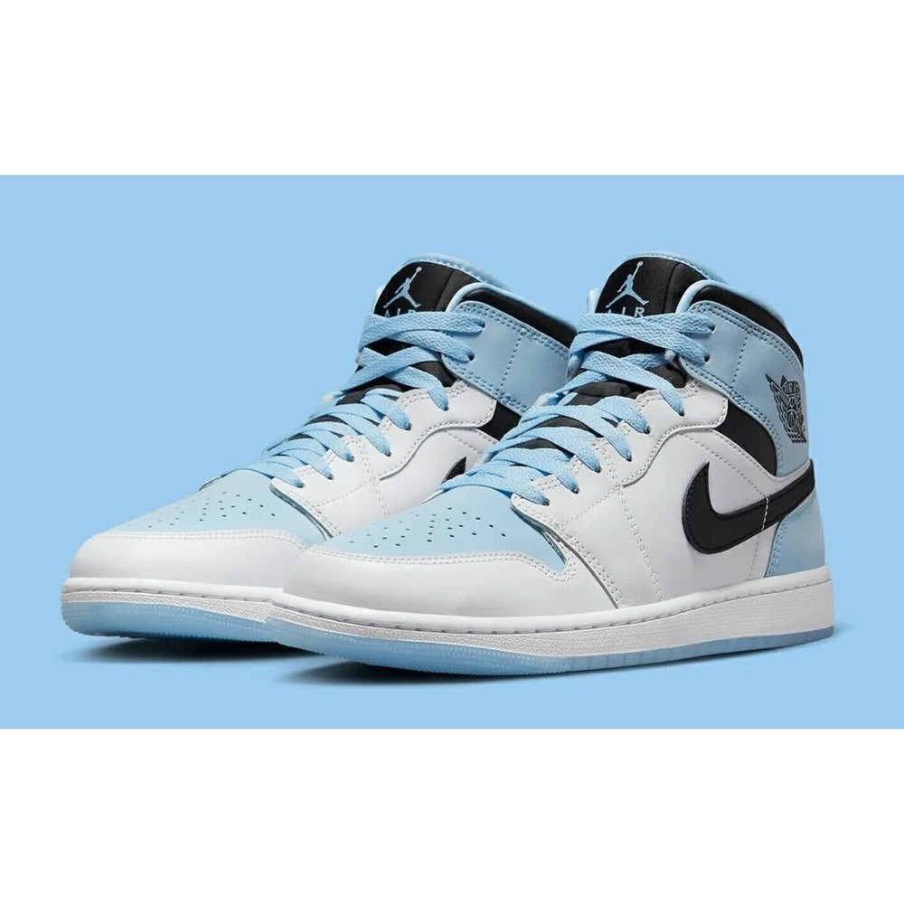 Nike Air Jordan 1 Mid SE UNC Ice Blue Black White Shoes DV1308-104 Men's Sizes